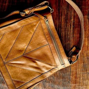 Lucky Brand deep Carmel color Crossbody Chevron bag